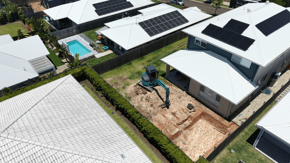 Tight-access pool excavation in a residential Burleigh Waters backyard