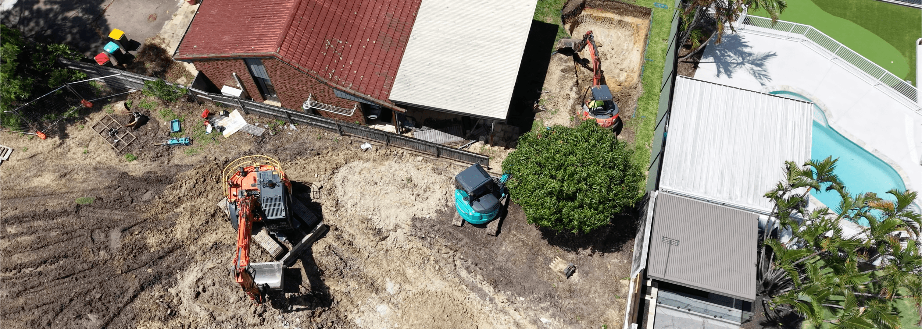 Bulk site cut and pad preparation for a new home build on the Gold Coast